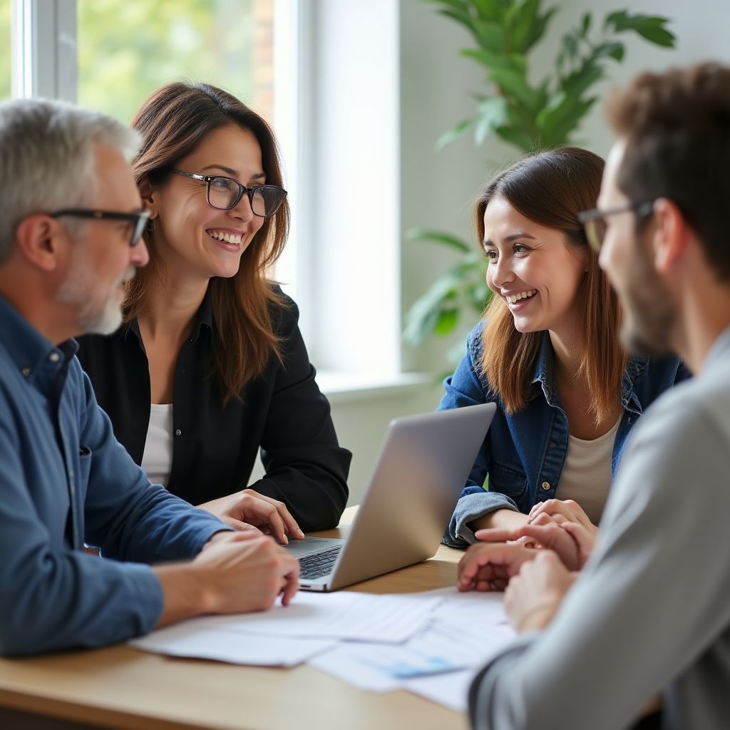 Fundadora de PresupuestoFamiliar enseñando a familia